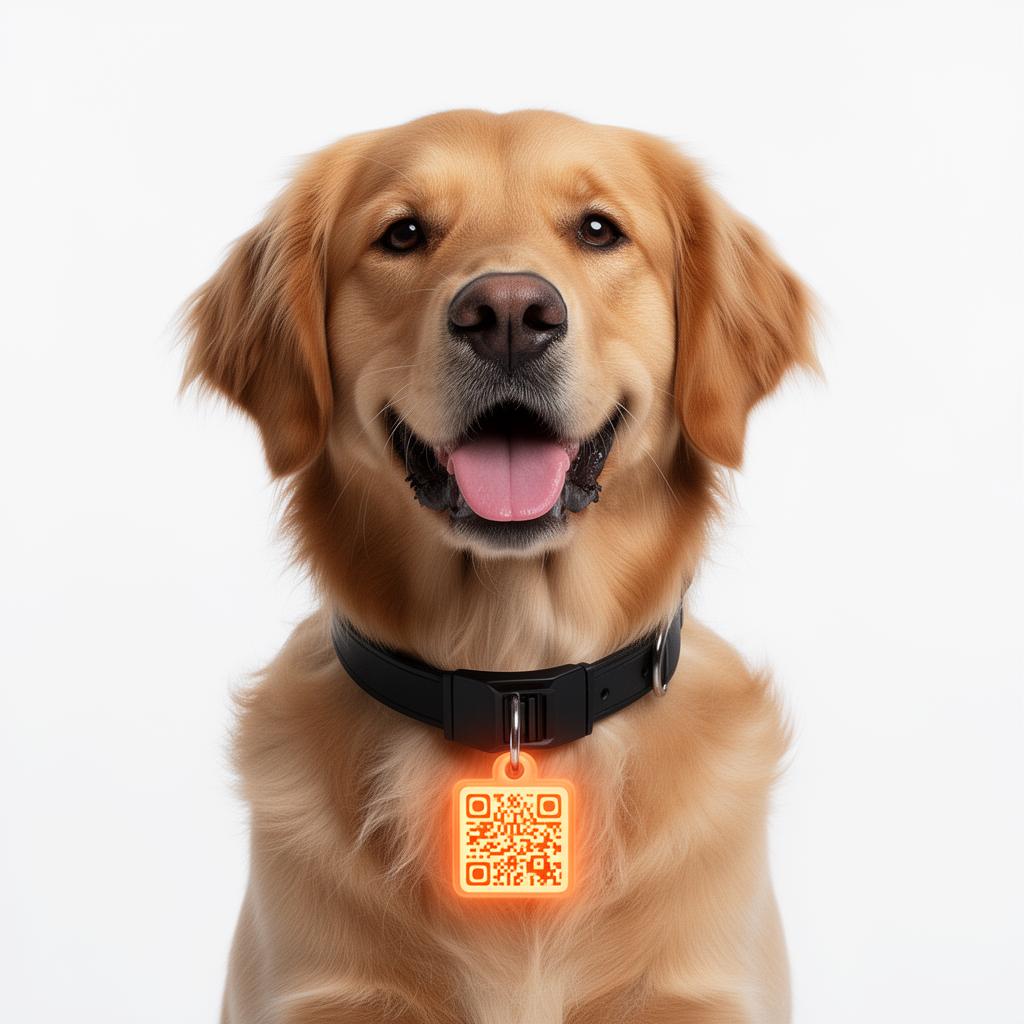 Perro con chapita QR de PET PASS